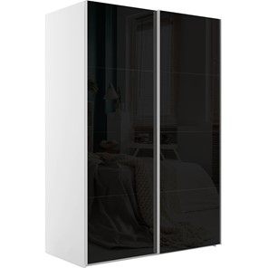 Шкаф 2-дверный Эста (Стекло черное/Стекло черное) 1600x660x2400, белый снег в Мурманске