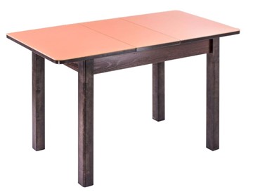Кухонный стол раскладной Айсберг-07 СТ1, венге ЛДСП/стекло оранжевое/42 прямые массив венге в Мурманске