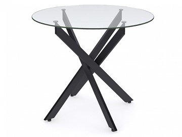 Обеденный круглый стол Dikline R900 стекло/ножки черный металл в Мурманске