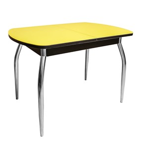 Кухонный раздвижной стол ПГ-07 СТ2, венге/желтое стекло/35 хром гнутые металл в Мурманске
