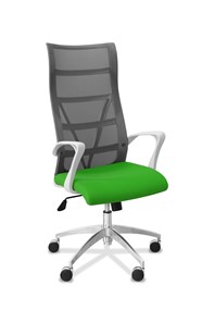 Кресло в офис Топ X белый каркас, сетка/ткань TW / серая/салатовая в Мурманске