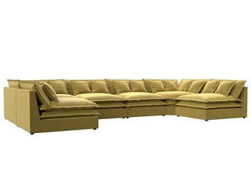 Большой П-образный диван Лига-040, Желтый (микровельвет) в Мурманске