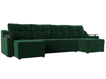 Большой П-образный диван Сенатор, Зеленый (Велюр) боннель в Мурманске