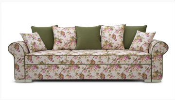 Прямой диван Ameli (Arcadia rose+shaggy green+glance bone) в Мурманске