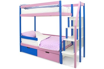 Детская 2-этажная кровать Svogen синий-лаванда в Мурманске