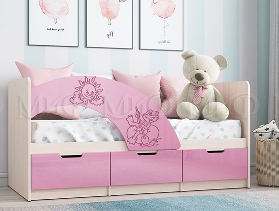 Детская кровать с бортиками Юниор-3, Розовый металлик в Мурманске - изображение
