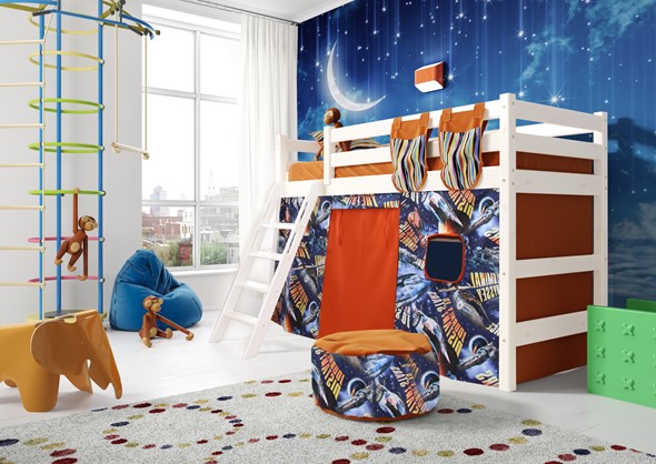 Кровать-чердак в детскую Соня, Вариант 6 Белый в Мурманске - изображение
