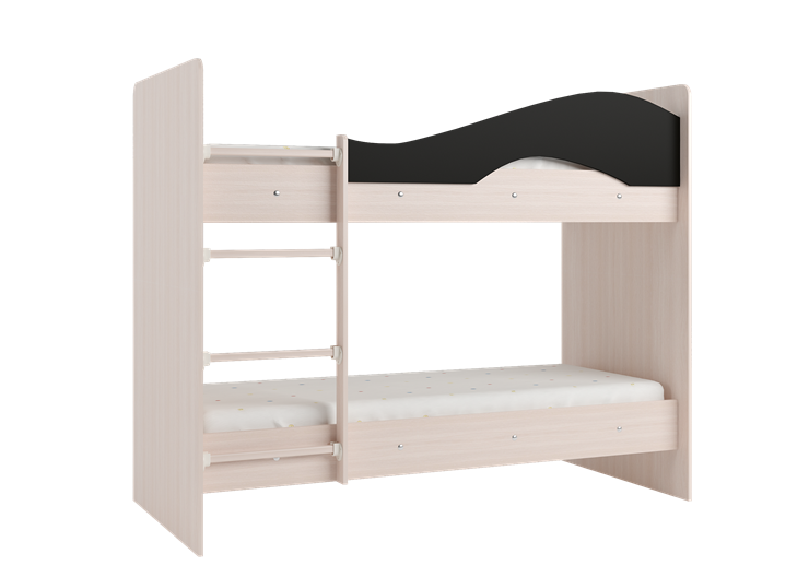 Детская  двухъярусная кровать Мая с 2 ящиками на щитах, корпус Млечный дуб, фасад Венге в Мурманске - изображение 3