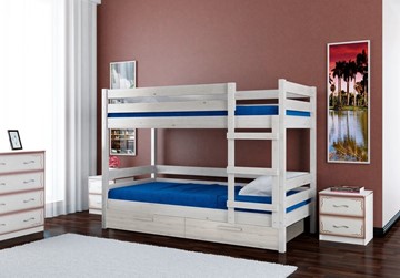 Кровать в детскую Джуниор двухъярусная с ящиками (Белый Античный) в Мурманске - предосмотр