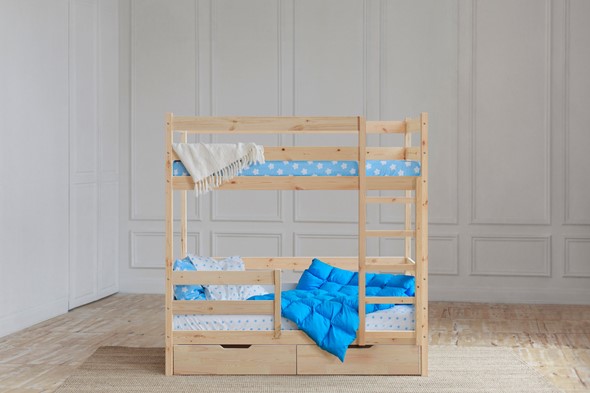 Детская 2-этажная кровать без крыши с ящиками, без покраски в Мурманске - изображение
