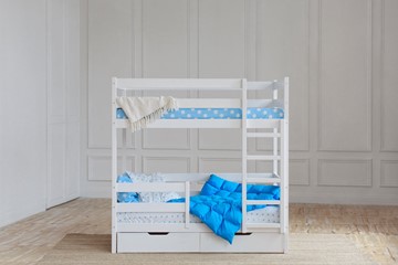 Двухэтажная кровать без крыши с ящиками, цвет белый в Мурманске
