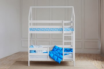 Детская двухъярусная кровать Домик, цвет белый в Мурманске