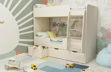 Детская двухэтажная кровать Малыш двойняшка 70х160, корпус Дуб молочный, фасад Дуб молочный в Мурманске