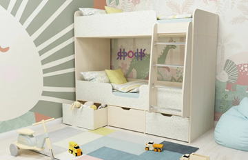 Детская двухъярусная кровать Малыш двойняшка 70х160, корпус Дуб молочный, фасад Фейритейл в Мурманске - предосмотр