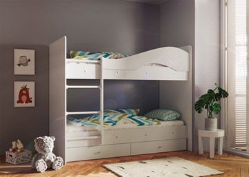 Детская 2-этажная кровать ТМК Мая с 2 ящиками на щитах, цвет Млечный дуб в Мурманске