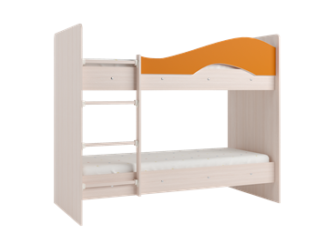 Двухъярусная кровать Мая с 2 ящиками на щитах, корпус Млечный дуб, фасад Оранжевый в Мурманске - предосмотр 2