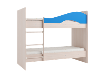 Кровать 2-ярусная Мая с 2 ящиками на щитах, корпус Млечный дуб, фасад Синий в Мурманске - предосмотр 2