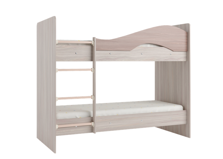 Детская 2-х ярусная кровать Мая с 2 ящиками на щитах, корпус Шимо светлый, фасад Шимо темный в Мурманске - изображение 2