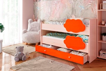 Двухъярусная кровать Соник 1.6 с ящиком, Оранжевый в Мурманске