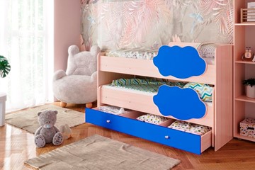 Двухъярусная детская кровать Соник 1.6 с ящиком, Синий в Мурманске