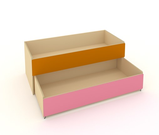 Детская кровать 2-х уровневая КД-2, Беж + Оранжевый + Розовый в Мурманске - изображение