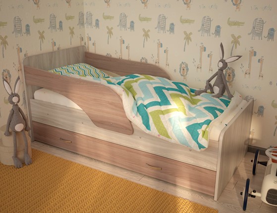 Детская кровать Максимка, корпус Шимо светлый, фасад Шимо темный в Мурманске - изображение