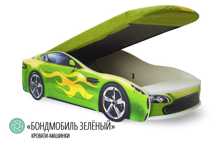 Кровать-машина детская Бондимобиль зеленый в Мурманске - изображение 1