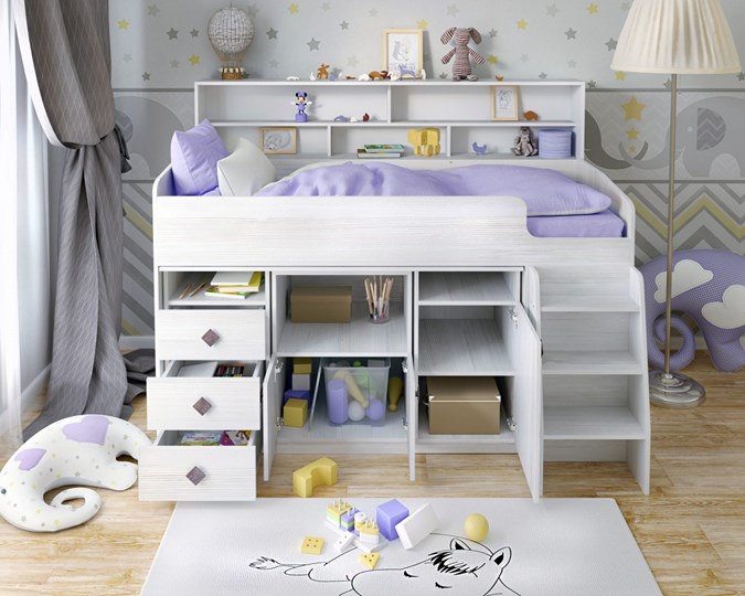 Кровать-чердак в детскую Малыш-5, цвет Винтерберг в Мурманске - изображение 3