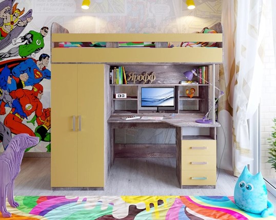 Детская кровать-чердак Аракс, каркас Бетон, фасад Зира в Мурманске - изображение
