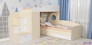 Детская кровать-шкаф Кадет-2, корпус Дуб, фасад Белое дерево в Мурманске
