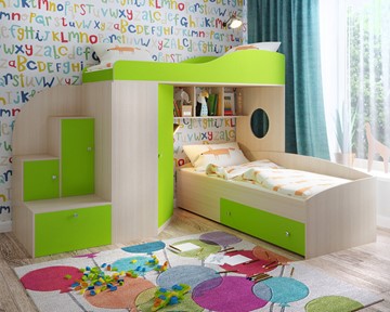 Детская кровать-шкаф Кадет-2, корпус Дуб, фасад Лайм в Мурманске
