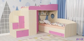 Детская кровать-шкаф Кадет-2, корпус Дуб, фасад Розовый в Мурманске