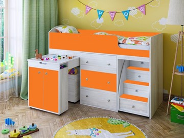 Детская кровать-шкаф Малыш 1600, корпус Винтерберг, фасад Оранжевый в Мурманске