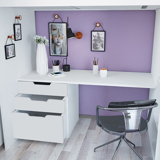 Кровать 2-х ярусная с письменным столом и шкафом POLINI Kids Simple Белый в Мурманске - изображение 5