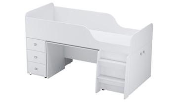 Кровать с лестницей с рабочей зоной POLINI Kids Simple 4500 Белый в Мурманске - предосмотр 1