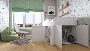 Кровать с лестницей с рабочей зоной POLINI Kids Simple 4500 Белый в Мурманске - предосмотр 8