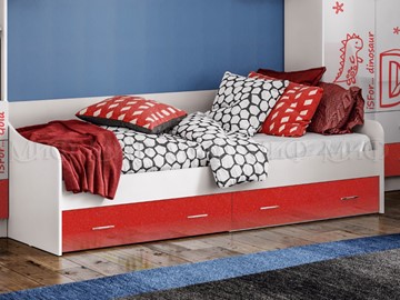 Кровать подростковая Алфавит (Красный) с ящиками в Мурманске
