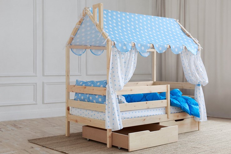 Кровать детская Домик с ящиками, без покраски в Мурманске - изображение 2