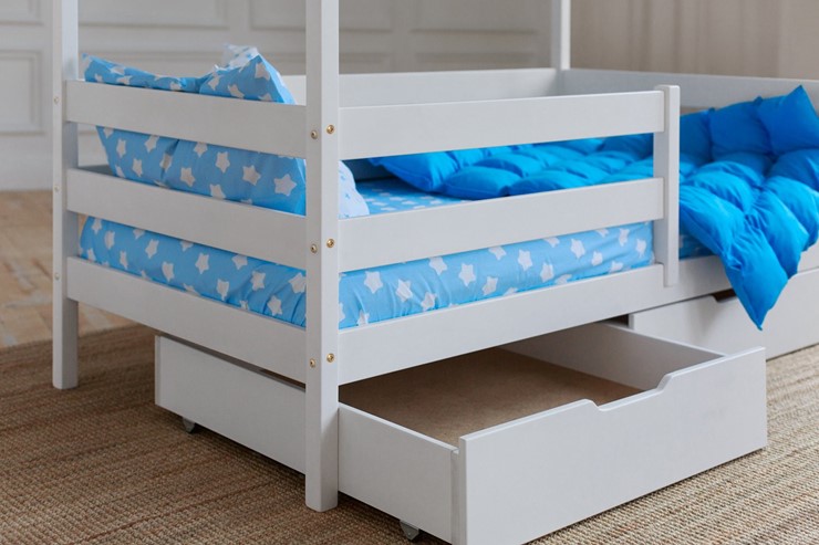 Кровать детская Домик с ящиками, цвет белый в Мурманске - изображение 3