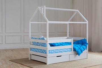 Детская кровать для мальчика Домик с ящиками, цвет белый в Мурманске