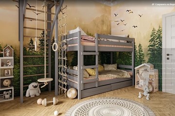 Детская кровать Джуниор двухъярусная с ящиками (Антрацит) в Мурманске - предосмотр 1