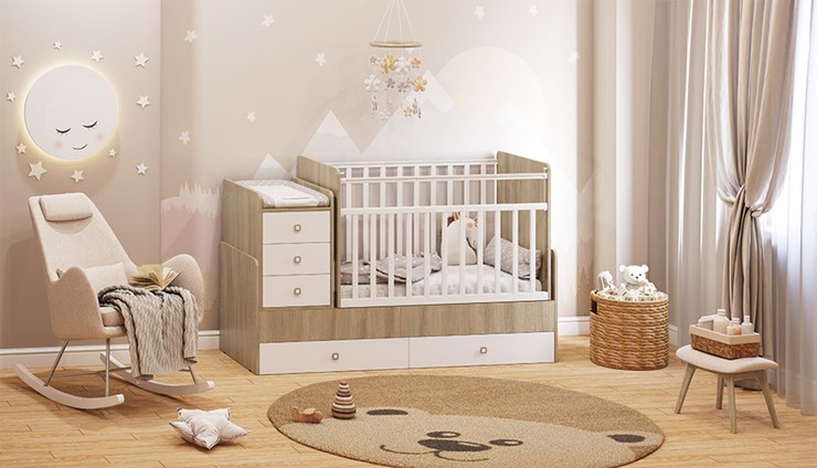 Детская кровать с комодом Фея 1100 Вяз-белый в Мурманске - изображение 3