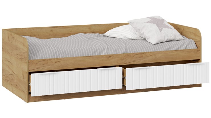 Кроватка Хилтон Тип 1 900 (Дуб Крафт Золотой/Белый матовый) в Мурманске - изображение 1