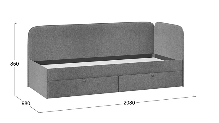 Подростковая кровать Молли тип 1 (90), Микровелюр Scandi Graphite 22 в Мурманске - изображение 3