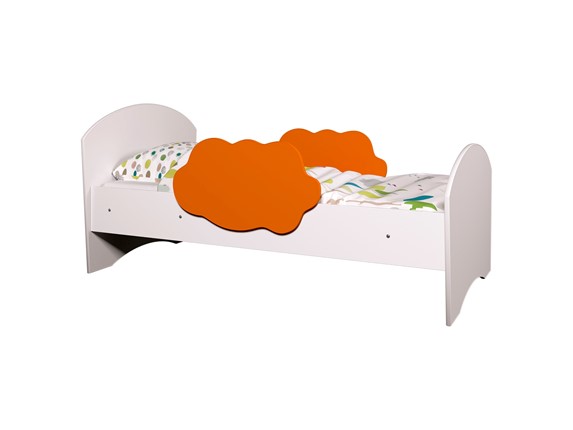 Детская кровать с бортиками Тучка, корпус Белый, фасад Оранжевый в Мурманске - изображение