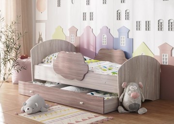 1-спальная детская кровать Тучка с ящиком, корпус Ясень Шимо светлый, фасад Ясень Шимо темный в Мурманске