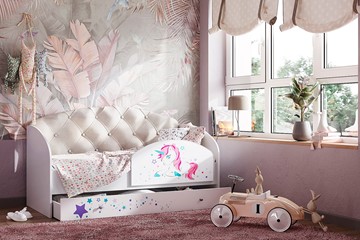 Детская кровать односпальная Звездочка с бортиком, Бежевый в Мурманске