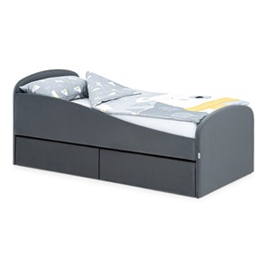 Мягкая кровать с ящиками Letmo 190х80 графит (велюр) в Мурманске