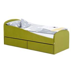 Мягкая кровать с ящиками Letmo 190х80 оливковый (велюр) в Мурманске