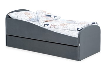 Кровать в детскую с ящиком Letmo графит (велюр) в Мурманске - предосмотр